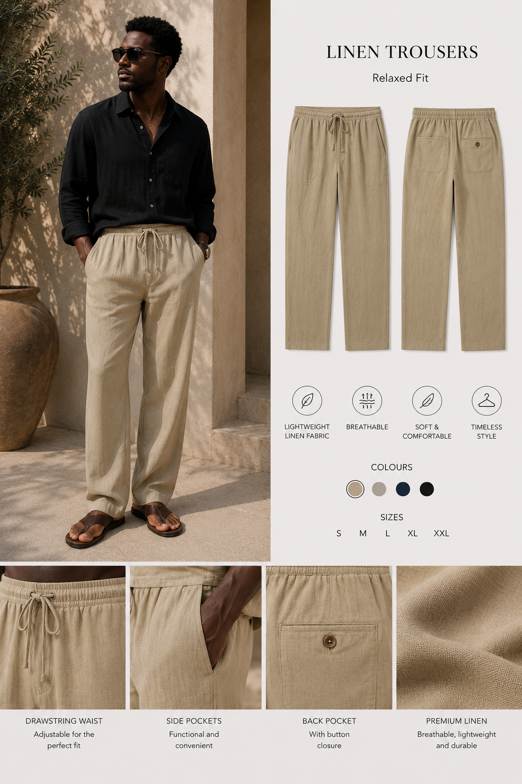 Ditouché Riviera Linen Trousers Men